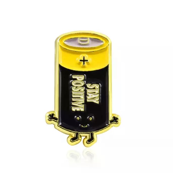 Jewelry - NEW Stay Positive Battery Enamel Pin Brooch
